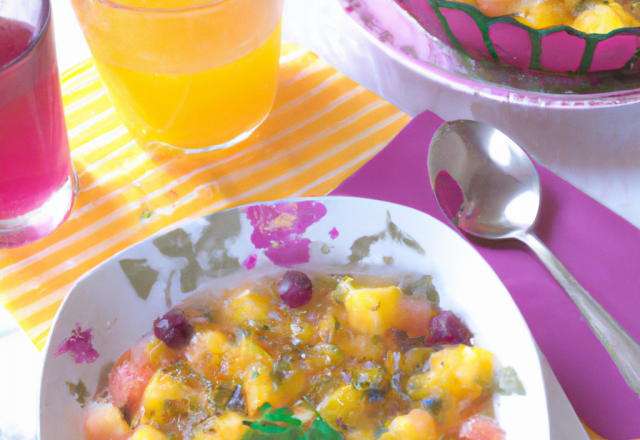 Taboulé de fruits frais au vinaigre de fruit de la passion