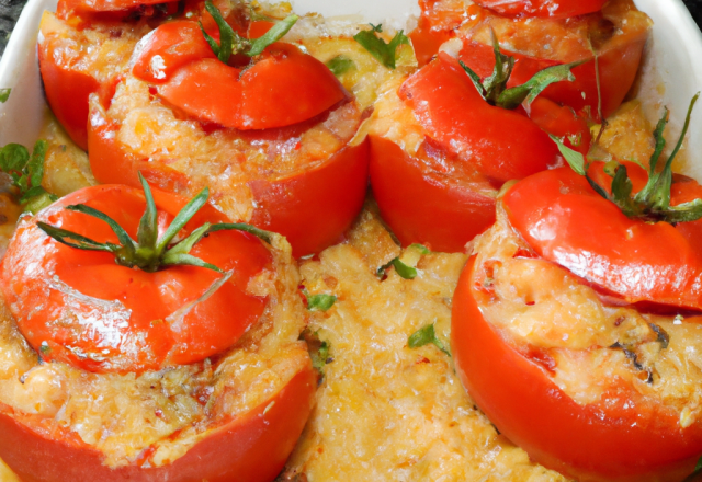 Gratin de riz façon tomates farcies