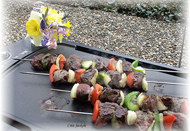 Brochettes de bœuf aux poivrons maison