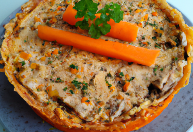 Tourte au poulet mariné aux épices et aux carottes