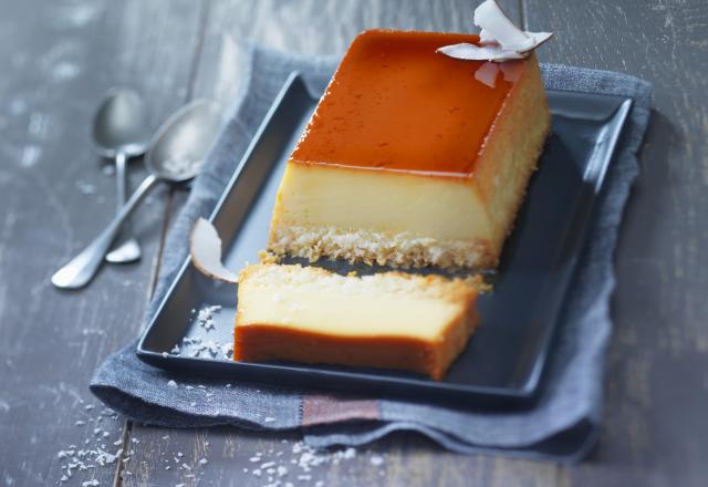 Flan de St Môret® réduit en sel noix de coco et caramel