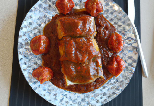 Feuilleté à la viande et sauce tomate