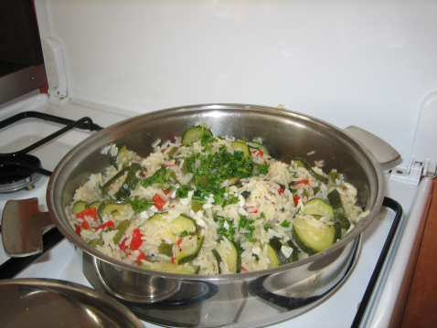 Risotto aux courgettes et poivrons