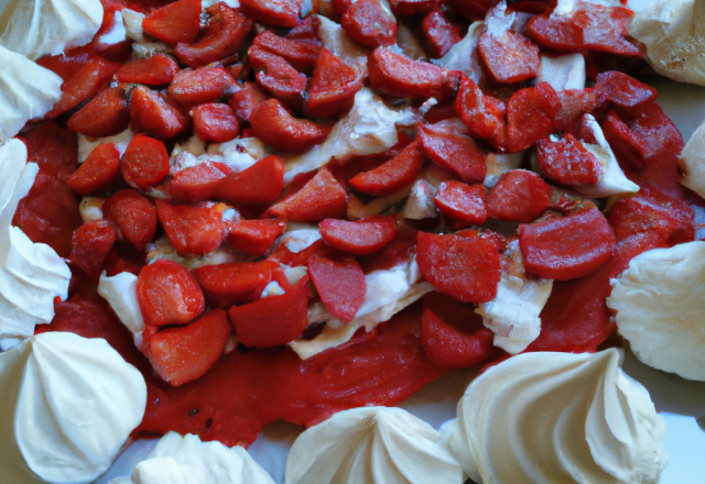 Carpaccio de fraises aux éclats de meringues