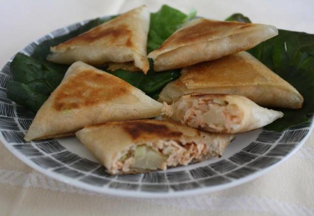 Samoussas poire,saumon,fenouil et parmesan