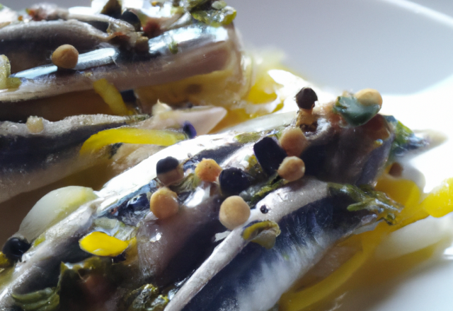 Anchois frais au vinaigre et à l'ail