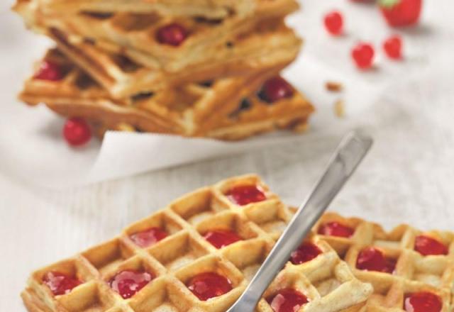 Gaufres légères à la confiture Fraises et Groseilles