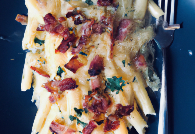 Pâtes au roquefort et lardons