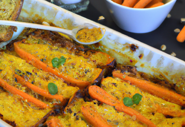 Gratin de carottes au curry et au pain d'épices en petites cocottes