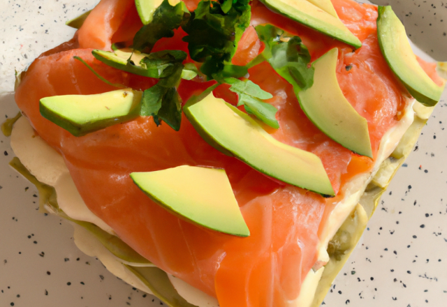 Milles feuilles de saumon à la mousse d avocat