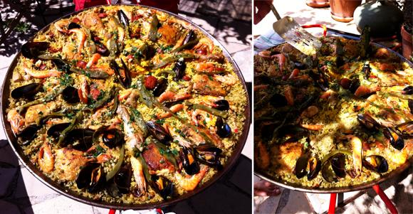 Paella infusé au bouillon de volaille et crustacés