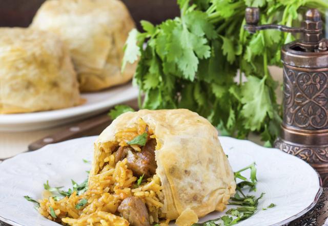 Riz pilaf à l'agneau dans son dôme