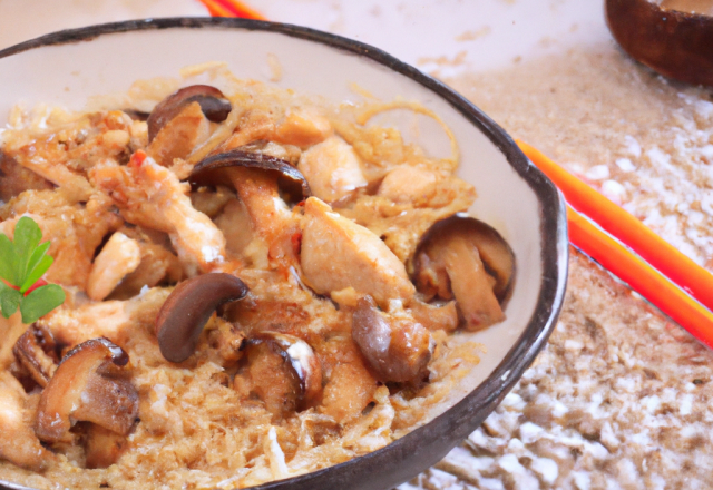 Vermicelles au poulet et champignons