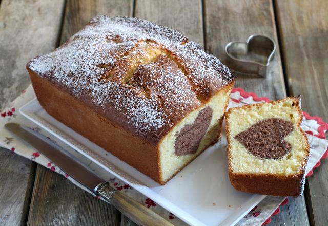 Cake vanille et son cœur au chocolat