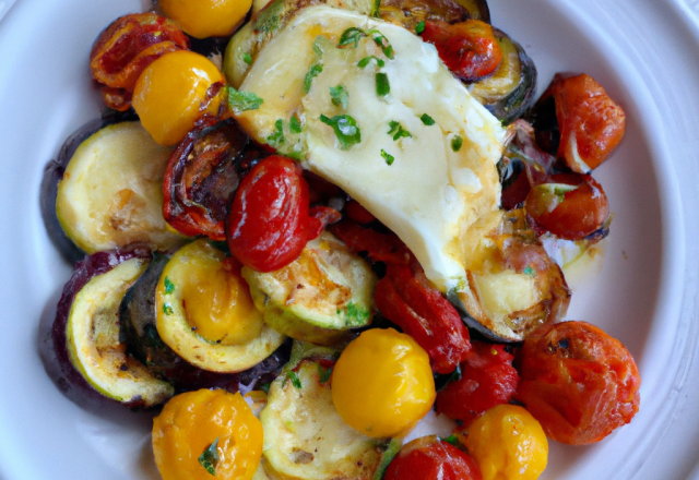 Légumes d'été et mozzarella gratinés