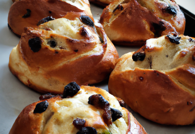 Brioches pommes, raisins et noisettes