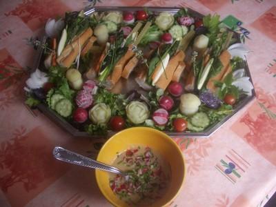 Charette de légumes Nouveaux et Vinaigrette de légumes