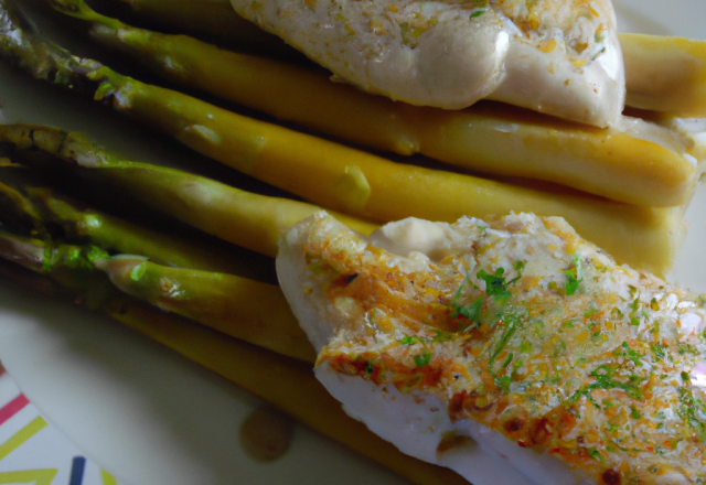 Escalopes de dinde garnies d'asperges blanches