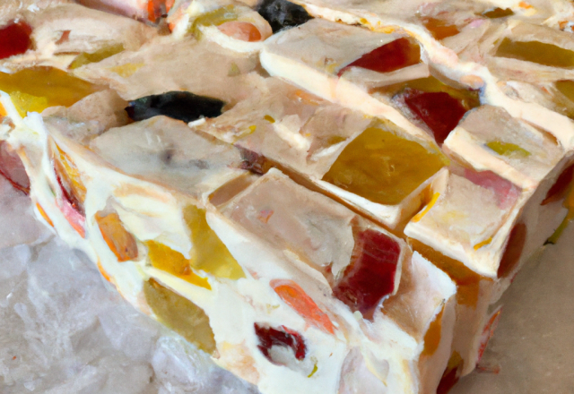 Nougat glacé aux fruits confits et nougatine