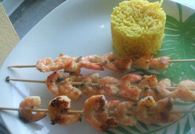 Brochettes de crevettes gourmandes