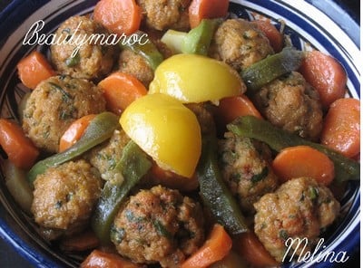 Tajine de boulettes de merlan aux légumes