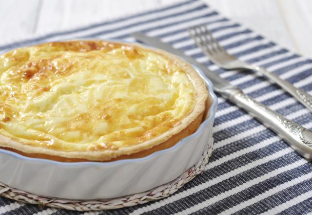 Quiche thon, pommes de terre, gruyère, oignon