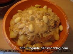 Nage de poires aux amandes et gingembre