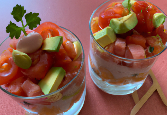 Verrines saumon avocat, tomates