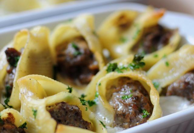 Lumaconi au roquefort Papillon et champignons