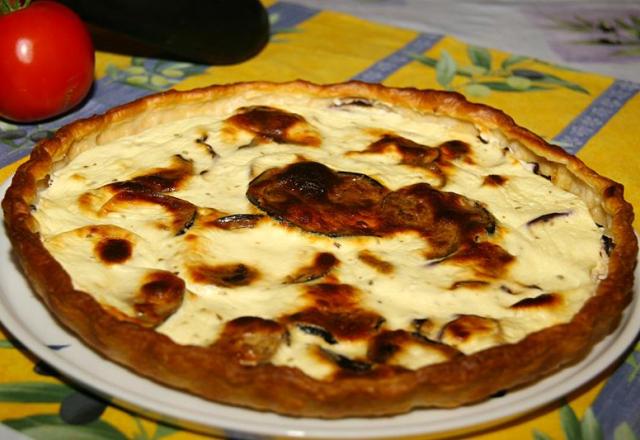 Tarte chèvre et aubergines