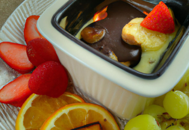 Fondu chocolat/fruits facon gratin