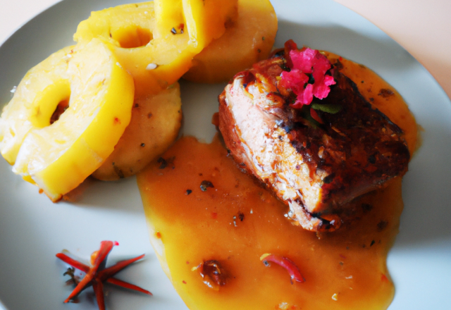 Filet de porc maison et sa sauce à l'ananas