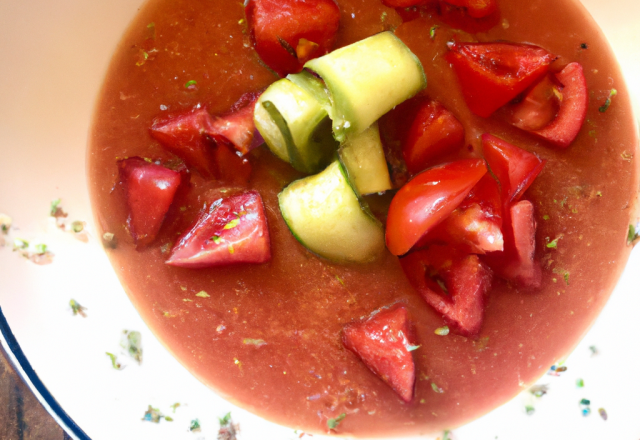 Gaspacho fraise melon tomate à l'ail