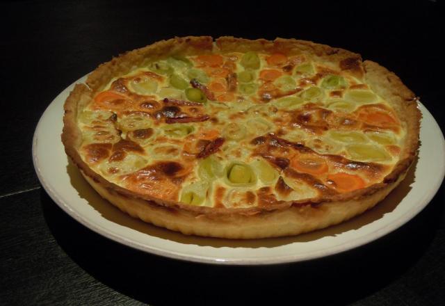 Quiche aux carottes, poireaux et Chavroux