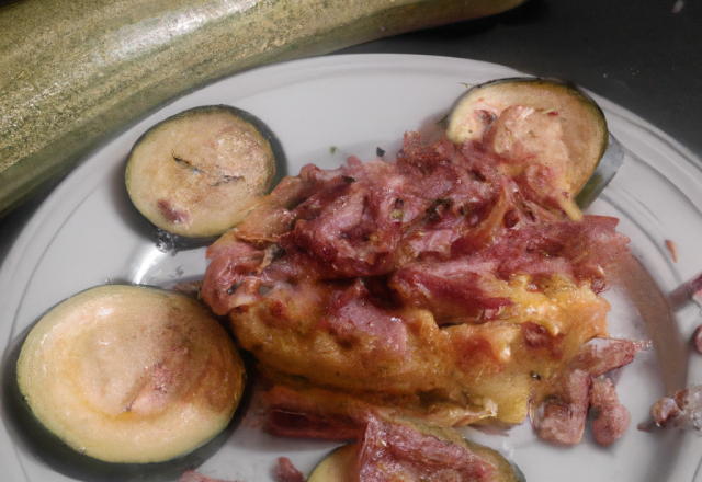 Gratin de courgettes et dés de jambon inratable