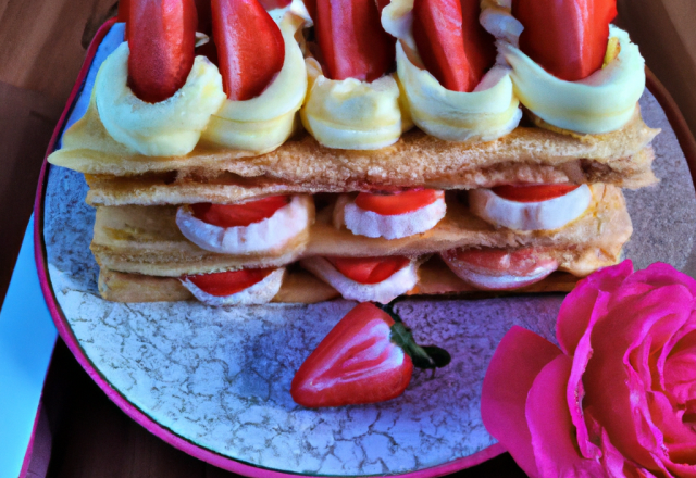 Millefeuilles aux fraises et crème à la rose