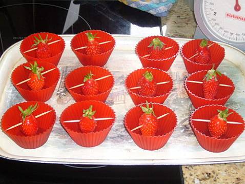 Cupcake jelly strawberry pink lady : fraises en gelee de rhubarbe