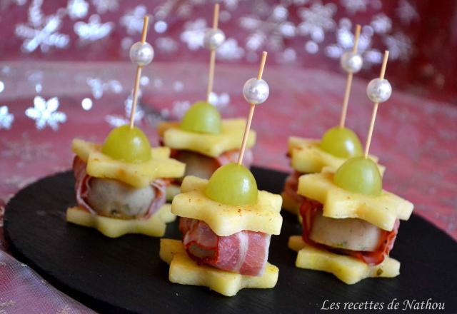 Bouchées aux pommes, boudin de Liège et lard fumé