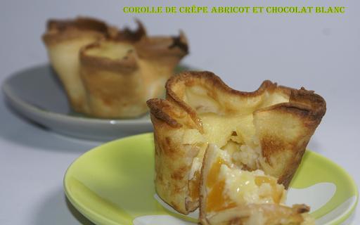 Corolle de crêpe abricot et chocolat blanc