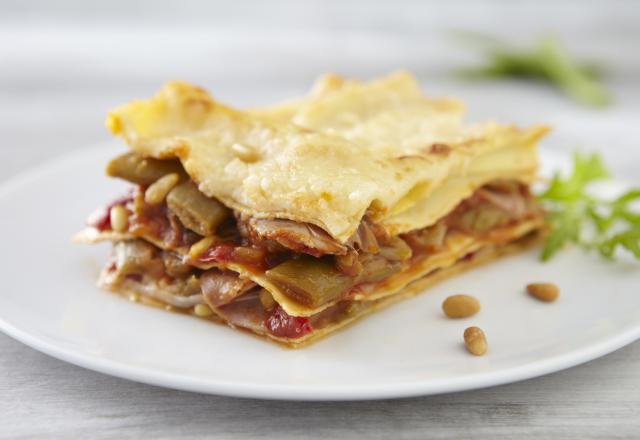 Lasagne de haricots plats et jambon de Parme