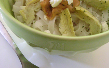 Bô Bun végétarien artichaut, feta et sauce au peanut butter