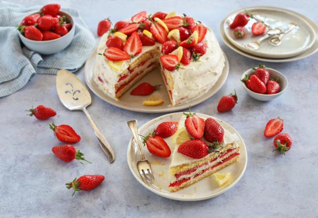 Gâteau aux fraises et citron