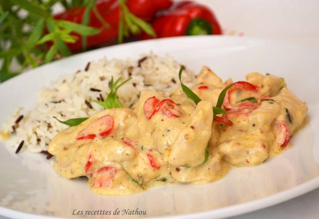 Poulet à la moutarde, estragon et poivron doux du Chili