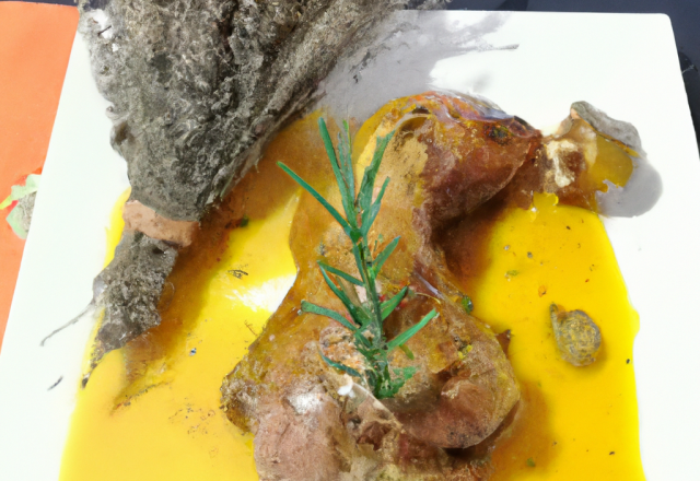 Lapin au romarin, sauce moutarde