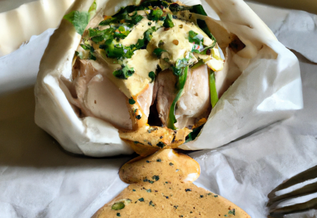 Papillote de dinde et sa légère sauce au chèvre