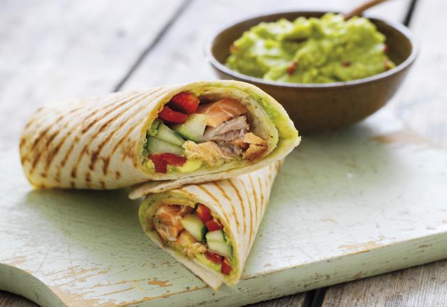 Wraps de saumon de Norvège et guacamole