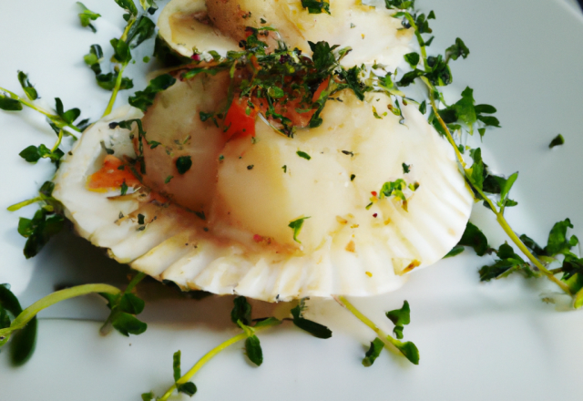 Tartare de coquilles saint-jacques fumé à la brise de thym