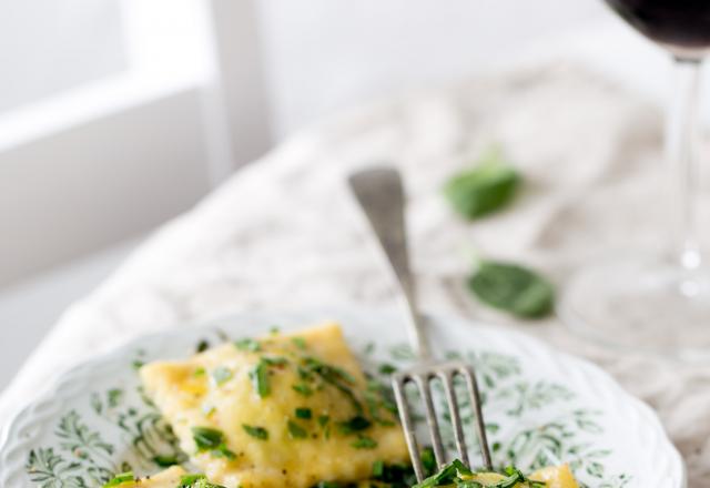 Raviolis aux pousses d’épinard et ricotta