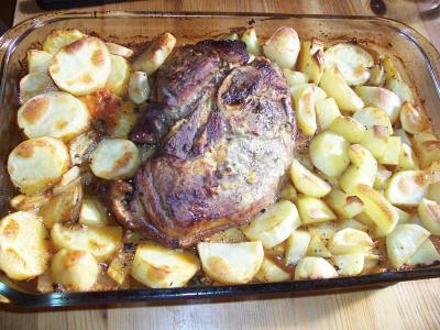 Rouelle de porc à la moutarde et vin blanc