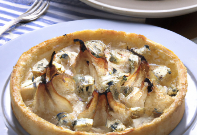 Tartelette fine aux poires et Roquefort